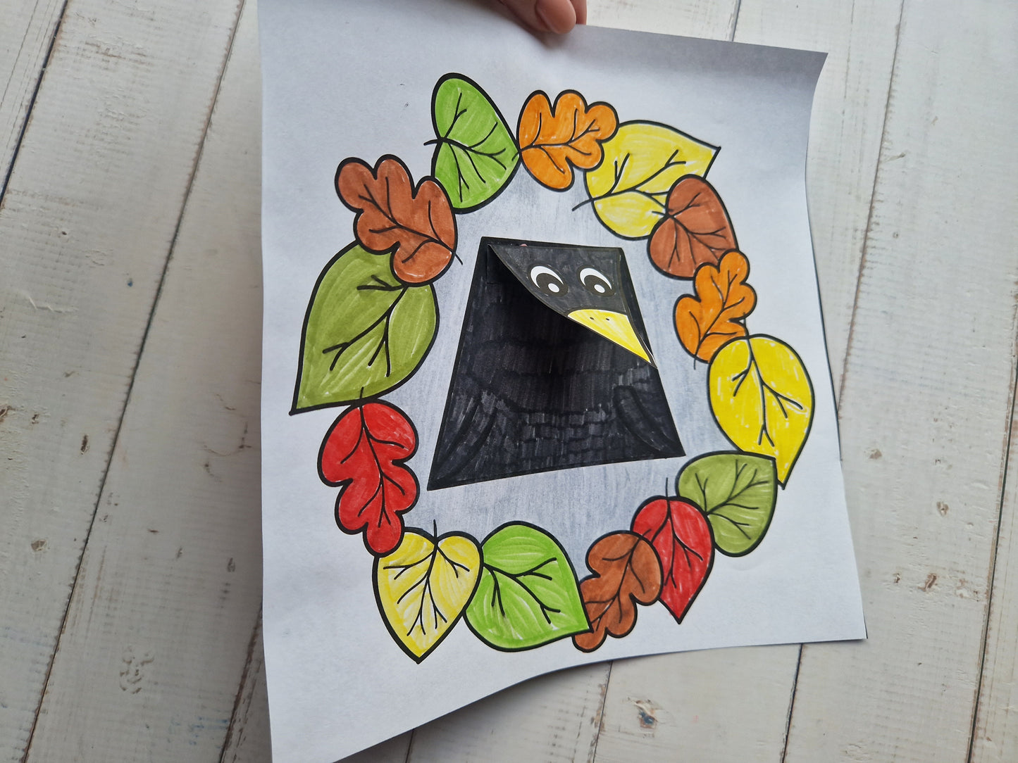 Raven and leaves