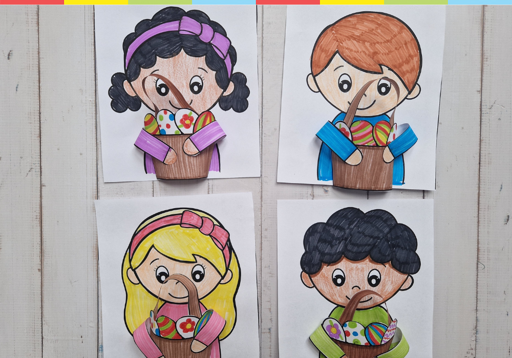 Kids with egg basket