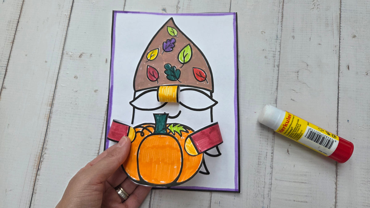 Gnome with mushroom and pumpkin