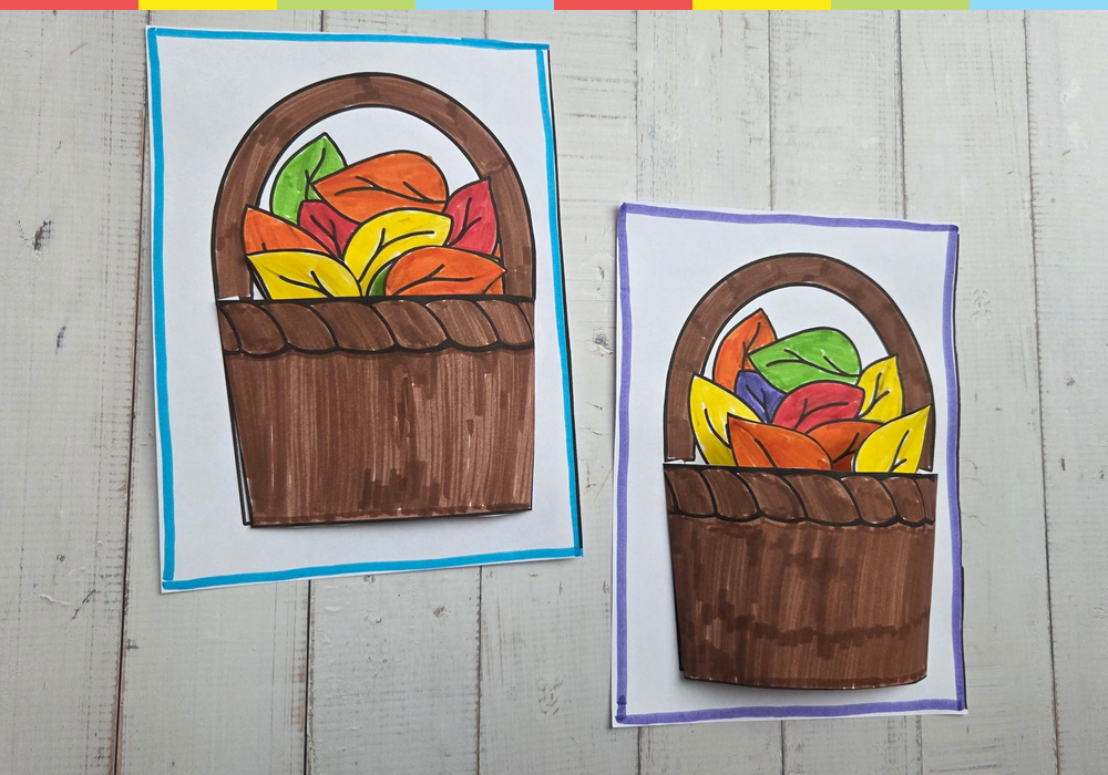 Autumn Leaf Basket – printable autumn paper craft template