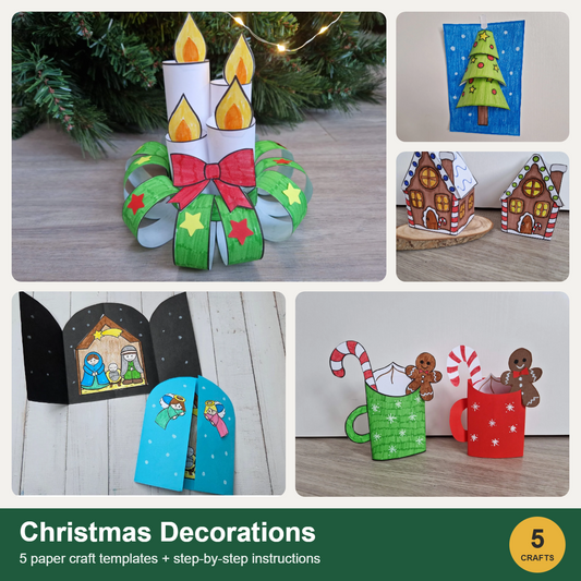 Christmas Decorations Bundle – 5 paper crafts
