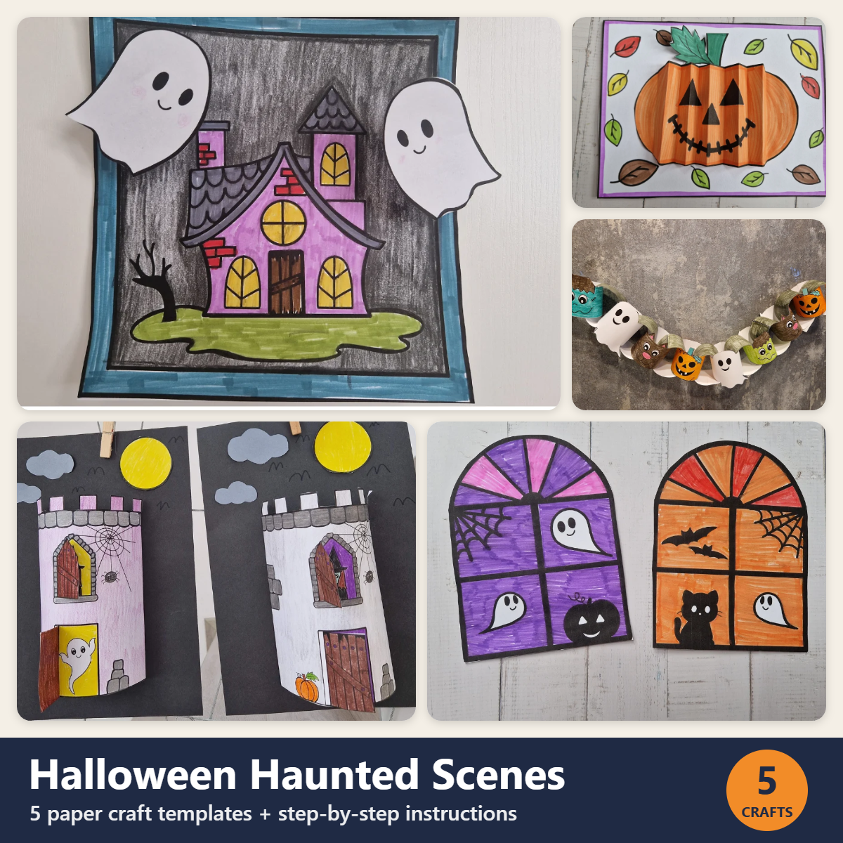 Halloween Haunted Scenes Bundle – 5 paper crafts