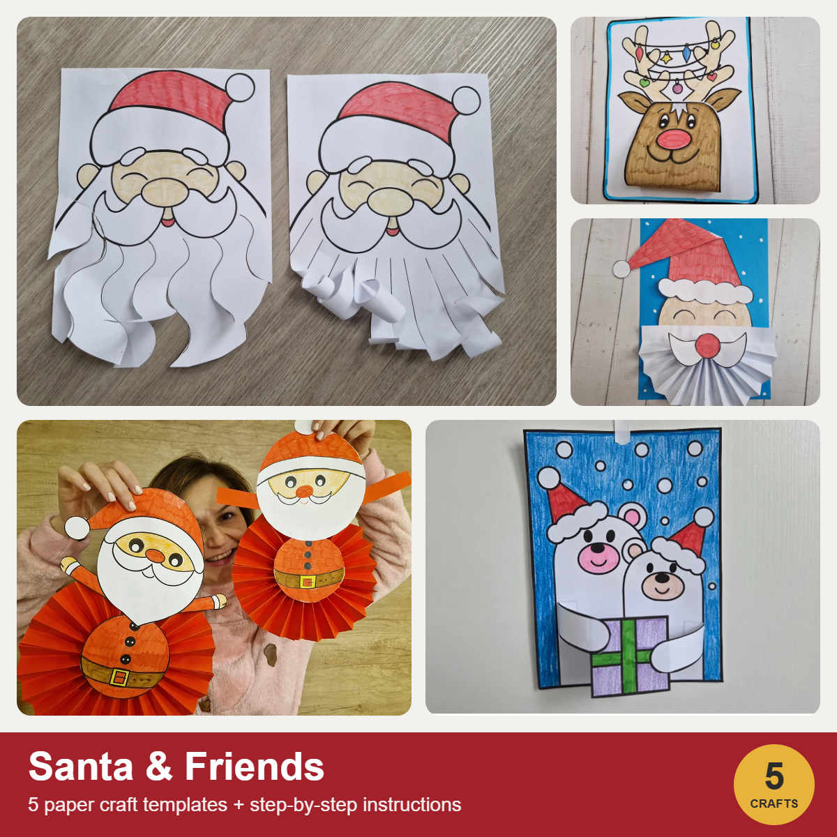 Santa & Friends Christmas Bundle – 5 paper crafts