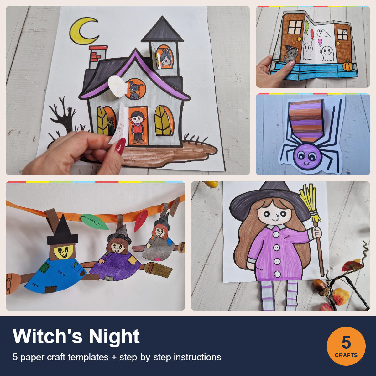 Witch's Night Halloween Bundle – 5 paper crafts