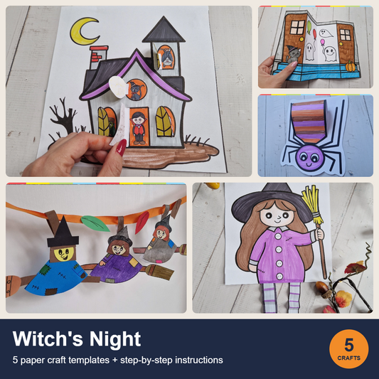 Witch's Night Halloween Bundle – 5 paper crafts