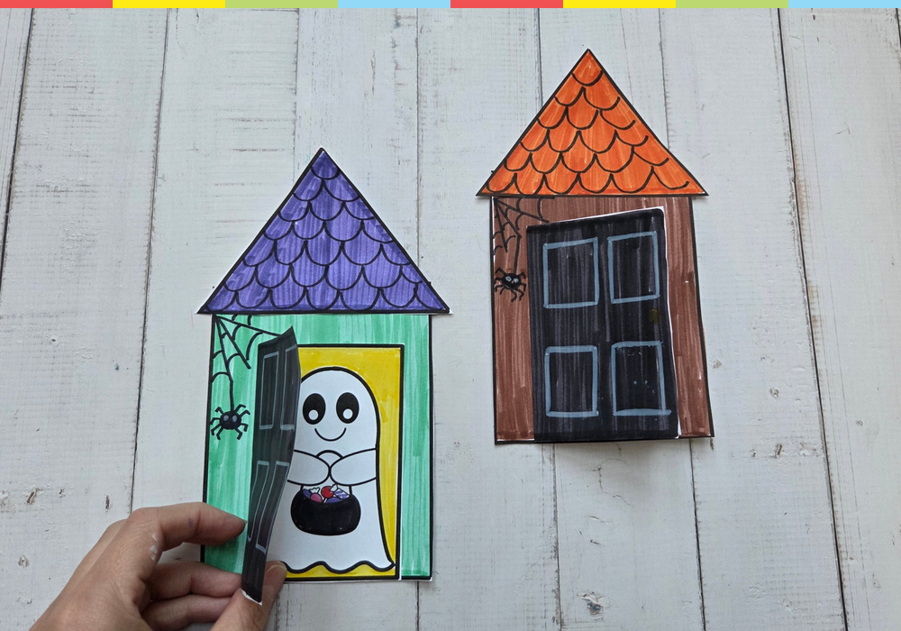 Ghost in the Door – printable Halloween paper craft template